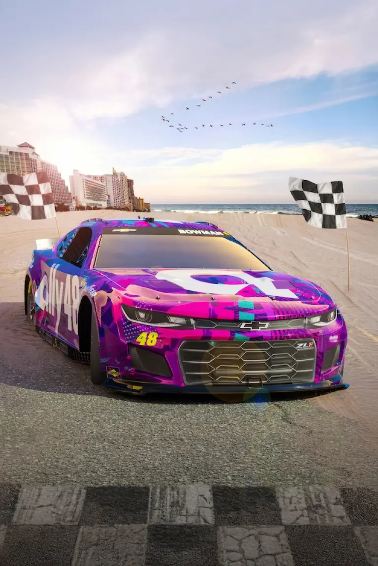 The Ally 48 Car on the beach about to cross the finish line